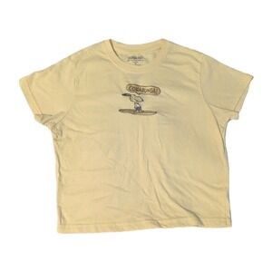 Peanuts Toddler Kids T-Shirt Cowabunga! Surfing Snoopy Beach Y2K Retro Yellow XL